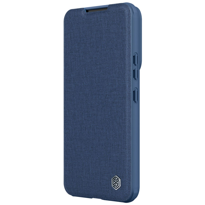 Nillkin Qin Cloth Pro Case Case Dėklas, skirtas Samsung Galaxy S23+ Dangtelis su Flip Camera Protector Blue