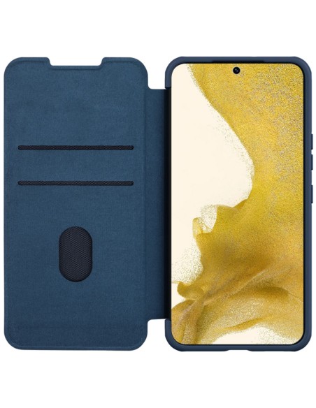 Nillkin Qin Cloth Pro Case Case Dėklas, skirtas Samsung Galaxy S23+ Dangtelis su Flip Camera Protector Blue