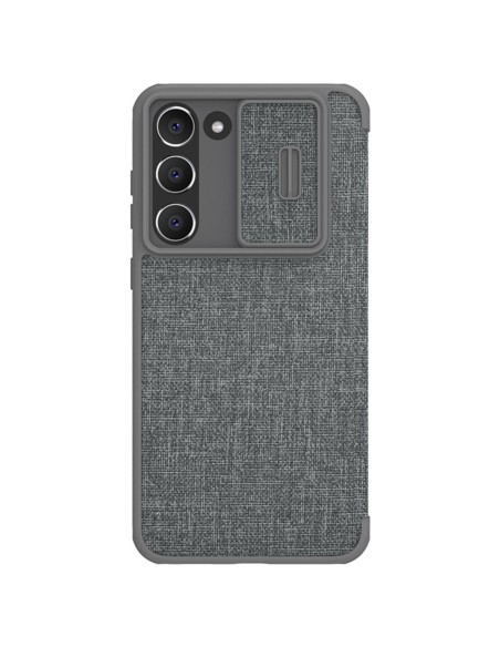 Nillkin Qin Cloth Pro Case dėklas, skirtas Samsung Galaxy S23+ dangteliu su atvartu, pilkos spalvos Nillkin Qin Cloth Pro Case dėklas, skirtas Samsung Galaxy S23+ dangteliu su atvartu, pilkos spalvos
