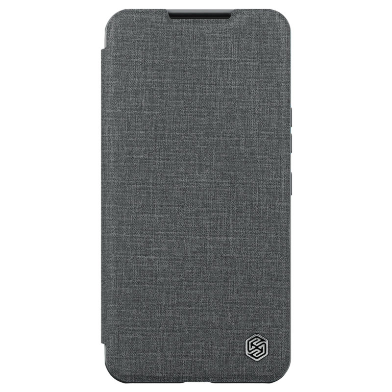 Nillkin Qin Cloth Pro Case dėklas, skirtas Samsung Galaxy S23+ dangteliu su atvartu, pilkos spalvos