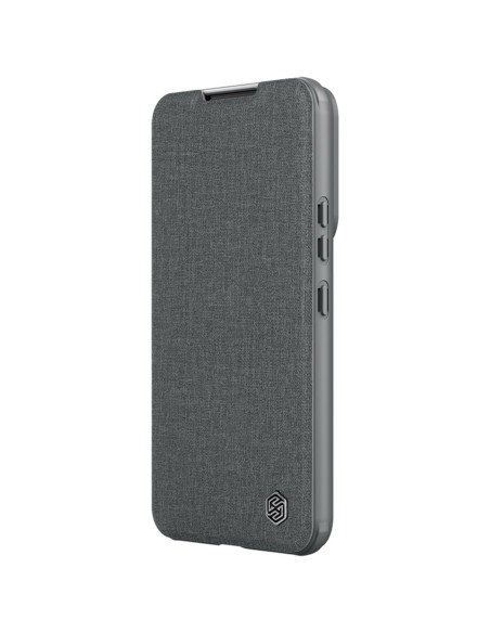 Nillkin Qin Cloth Pro Case dėklas, skirtas Samsung Galaxy S23+ dangteliu su atvartu, pilkos spalvos Nillkin Qin Cloth Pro Case dėklas, skirtas Samsung Galaxy S23+ dangteliu su atvartu, pilkos spalvos