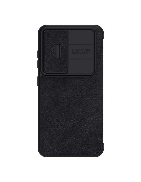 Nillkin Qin Leather Pro Case Dėklas, skirtas Samsung Galaxy S23+ Dangtelis su apverčiama fotoaparato apsauga juoda