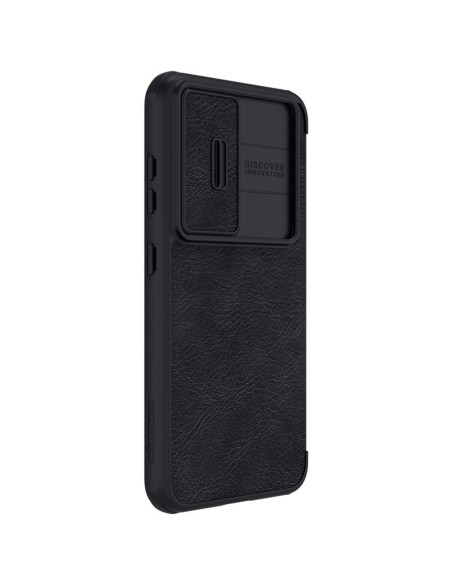 Nillkin Qin Leather Pro Case Dėklas, skirtas Samsung Galaxy S23+ Dangtelis su apverčiama fotoaparato apsauga juoda