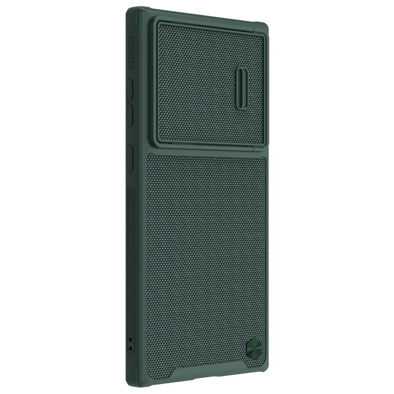 Nillkin Textured S Case Samsung Galaxy S23 Ultra šarvuotas dangtelis su žalios spalvos fotoaparato dangteliu
