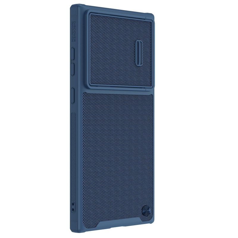 Nillkin Textured S Case Samsung Galaxy S23 Ultra šarvuotas dangtelis su mėlynu fotoaparato dangteliu