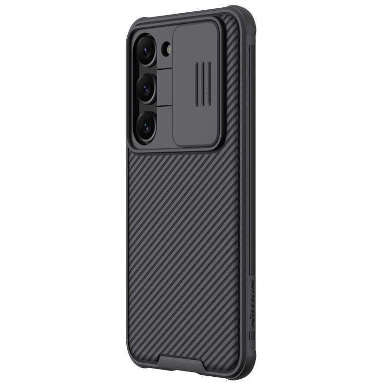 Nillkin CamShield Pro dėklas, skirtas Samsung Galaxy S23, dangtelis su fotoaparato dangteliu, juodas