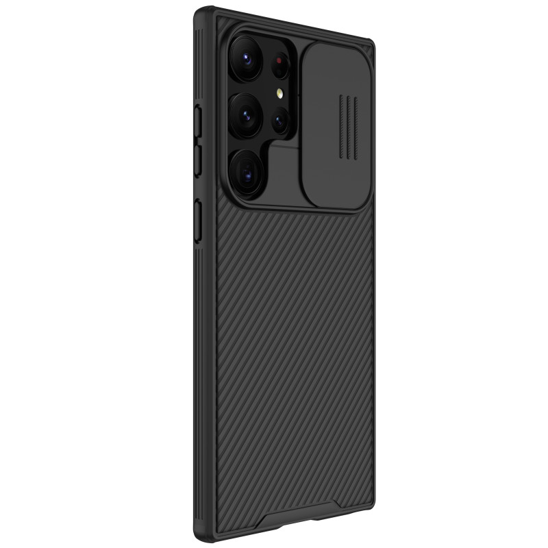 Nillkin CamShield Pro dėklas, skirtas Samsung Galaxy S23 Ultra, dangtelis su fotoaparato dangteliu, juodas