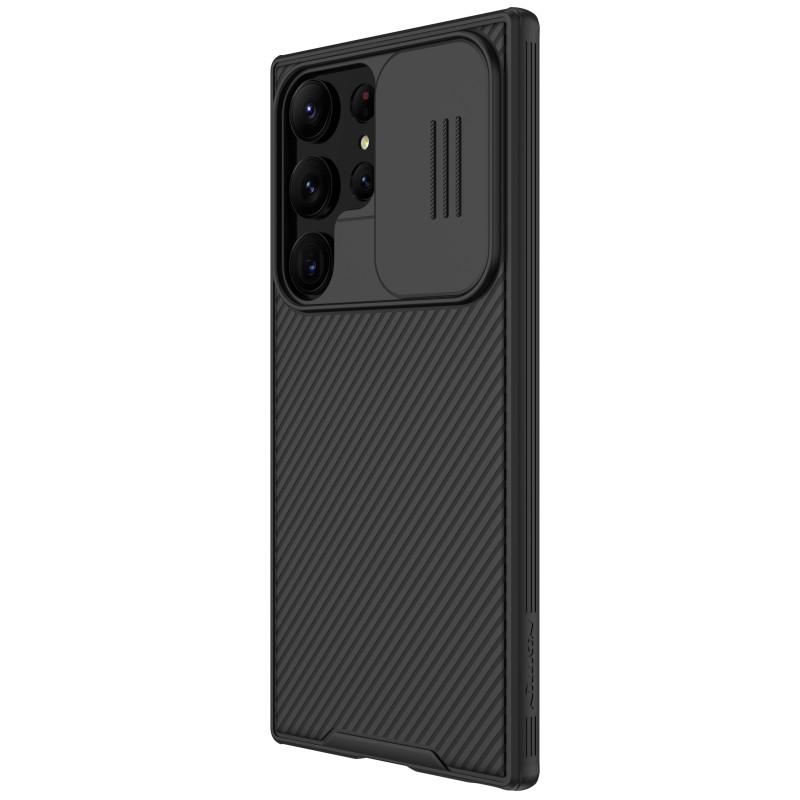 Nillkin CamShield Pro dėklas, skirtas Samsung Galaxy S23 Ultra, dangtelis su fotoaparato dangteliu, juodas