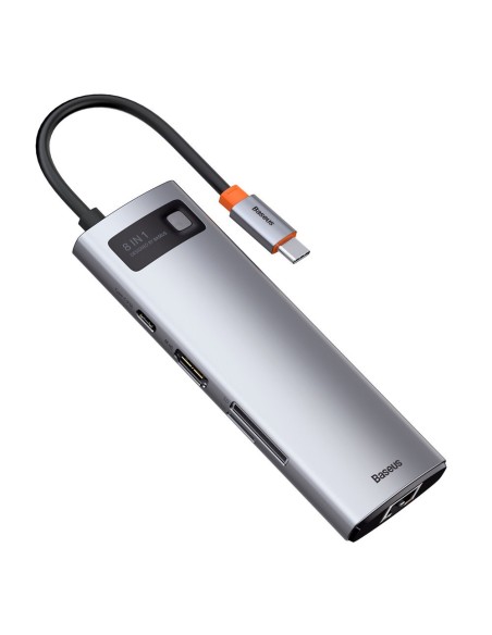 Daugiafunkcis HUB 8in1 USB USB-C PD 100W HDMI SD ir microSD kortelių skaitytuvas 3x USB 3.2 RJ45 Pilka Daugiafunkcis HUB 8in1 USB USB-C PD 100W HDMI SD ir microSD kortelių skaitytuvas 3x USB 3.2 RJ45 Pilka
