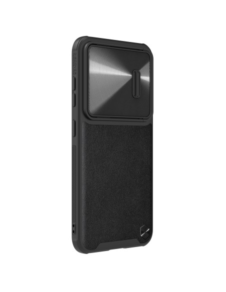 Nillkin CamShield Leather S dėklas, skirtas Samsung Galaxy S23+ dangtelis su juodu fotoaparato dangteliu