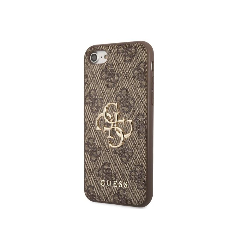 Guess 4G didelis metalinis logotipo dėklas, skirtas iPhone 7 / 8 / SE 2020 / SE 2022 – ruda