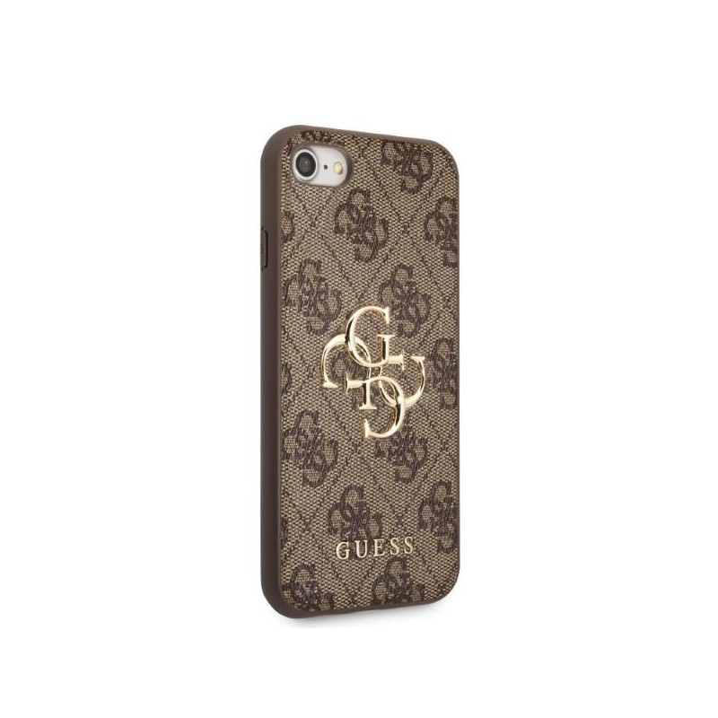 Guess 4G didelis metalinis logotipo dėklas, skirtas iPhone 7 / 8 / SE 2020 / SE 2022 – ruda