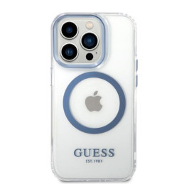 Guess Metal Outline Magsafe dėklas, skirtas iPhone 14 Pro Max - mėlynas