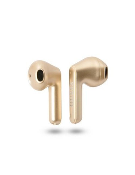 Guess Triangle Logo Bluetooth TWS ausinės + prijungimo stotelė - auksinė Guess Triangle Logo Bluetooth TWS ausinės + prijungimo stotelė - auksinė