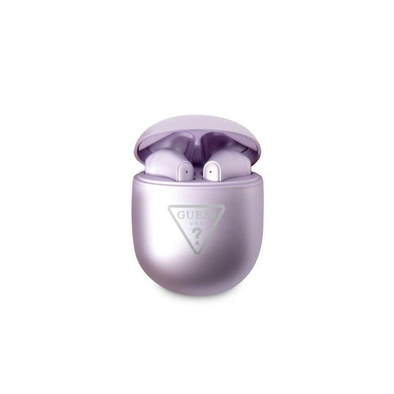 Guess Bluetooth ausinės GUTWST82TRU TWS + prijungimo stotelė violetinė/ violetinė trikampio logotipas Guess Bluetooth ausinės GUTWST82TRU TWS + prijungimo stotelė violetinė/ violetinė trikampio logotipas