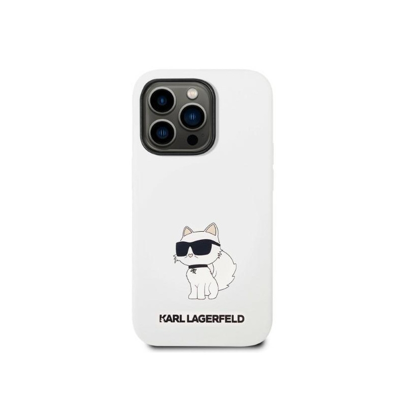 Karl Lagerfeld Silicone Choupette MagSafe dėklas iPhone 14 Pro - baltas