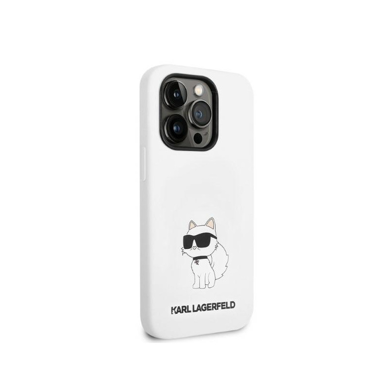 Karl Lagerfeld Silicone Choupette MagSafe dėklas iPhone 14 Pro - baltas