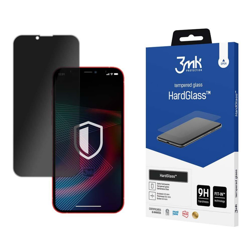 9H 3mk HardGlass Max Privacy™ privatumo stiklas, skirtas iPhone 13 Pro Max / 14 Plus 9H 3mk HardGlass Max Privacy™ privatumo stiklas, skirtas iPhone 13 Pro Max / 14 Plus