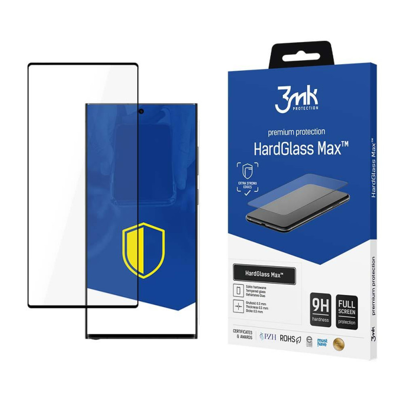 9H 3mk HardGlass Max™ pirštų atspaudų stiklas, skirtas Samsung Galaxy S23 Ultra 9H 3mk HardGlass Max™ pirštų atspaudų stiklas, skirtas Samsung Galaxy S23 Ultra