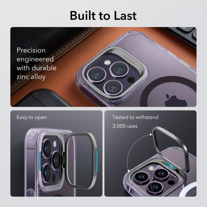 ESR Classic Kickstand Halolock MagSafe dėklas skirtas iPhone 14 Pro - skaidri violetinė