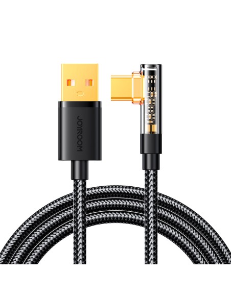 Joyroom kampinis USB C laidas – USB greitam įkrovimui ir duomenų perdavimui 3A 1,2 m juodas (S-UC027A6) Joyroom kampinis USB C laidas – USB greitam įkrovimui ir duomenų perdavimui 3A 1,2 m juodas (S-UC027A6)