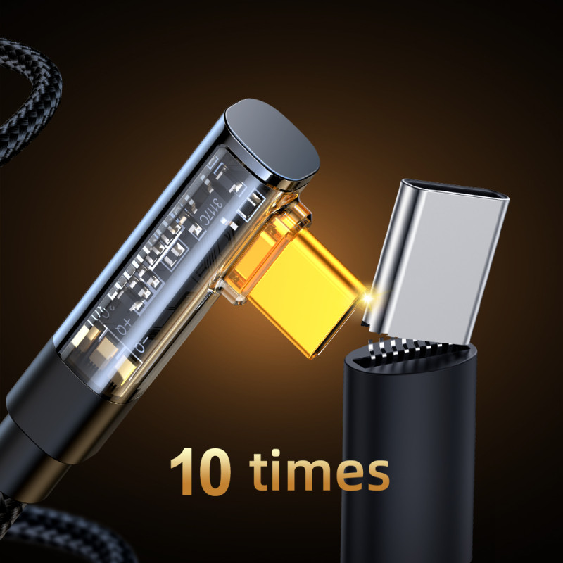 Joyroom kampinis USB C laidas – USB greitam įkrovimui ir duomenų perdavimui 3A 1,2 m juodas (S-UC027A6)