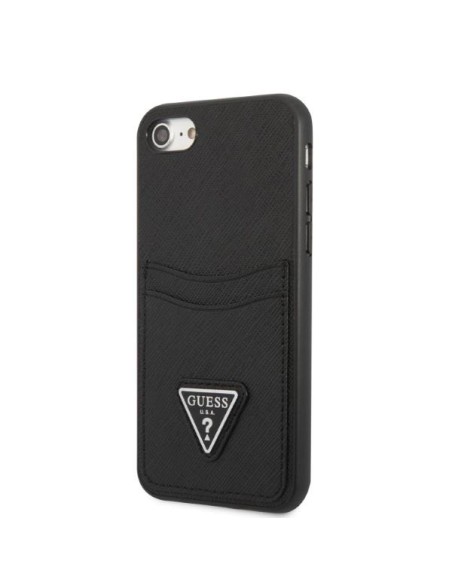 „Guess Saffiano Triangle“ logotipo kortelės lizdo dėklas, skirtas iPhone 7 / 8 / SE 2020 / SE 2022 – juodas „Guess Saffiano Triangle“ logotipo kortelės lizdo dėklas, skirtas iPhone 7 / 8 / SE 2020 / SE 2022 – juodas