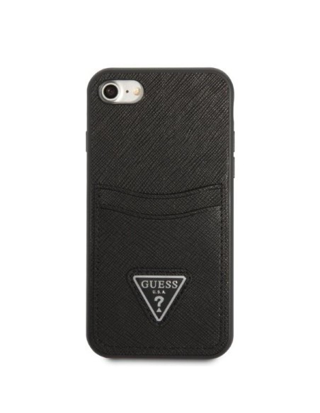 „Guess Saffiano Triangle“ logotipo kortelės lizdo dėklas, skirtas iPhone 7 / 8 / SE 2020 / SE 2022 – juodas „Guess Saffiano Triangle“ logotipo kortelės lizdo dėklas, skirtas iPhone 7 / 8 / SE 2020 / SE 2022 – juodas