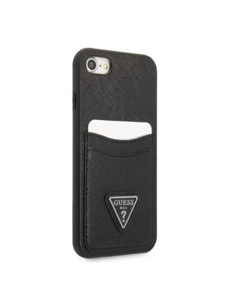 „Guess Saffiano Triangle“ logotipo kortelės lizdo dėklas, skirtas iPhone 7 / 8 / SE 2020 / SE 2022 – juodas „Guess Saffiano Triangle“ logotipo kortelės lizdo dėklas, skirtas iPhone 7 / 8 / SE 2020 / SE 2022 – juodas