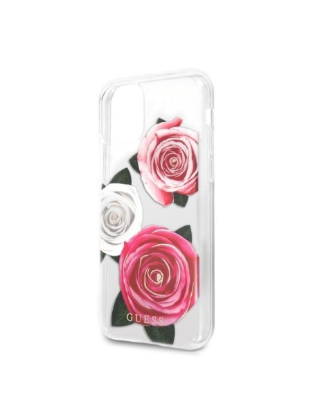 Guess Flower Desire Pink & White Rose dėklas, skirtas iPhone 11 Pro - skaidrus Guess Flower Desire Pink & White Rose dėklas, skirtas iPhone 11 Pro - skaidrus