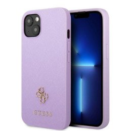Guess Saffiano 4G Small Metal Logo dėklas iPhone 13 mini - violetinė