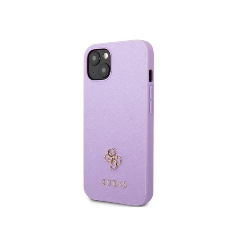 Guess Saffiano 4G Small Metal Logo dėklas iPhone 13 mini - violetinė