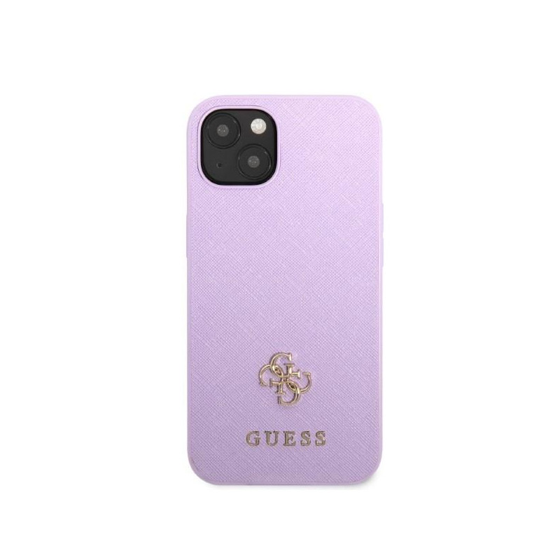 Guess Saffiano 4G Small Metal Logo dėklas iPhone 13 mini - violetinė