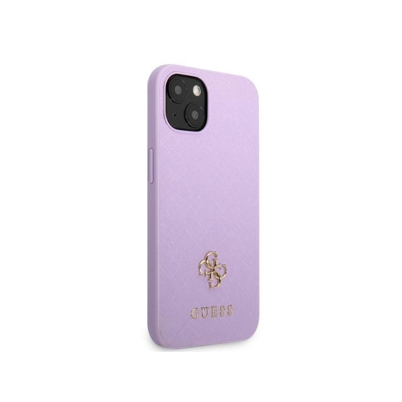 Guess Saffiano 4G Small Metal Logo dėklas iPhone 13 mini - violetinė