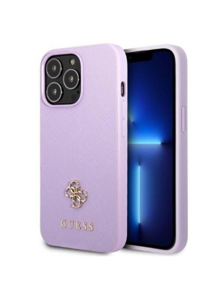 Guess Saffiano 4G Small Metal Logo dėklas, skirtas iPhone 13 Pro Max - violetinė Guess Saffiano 4G Small Metal Logo dėklas, skirtas iPhone 13 Pro Max - violetinė
