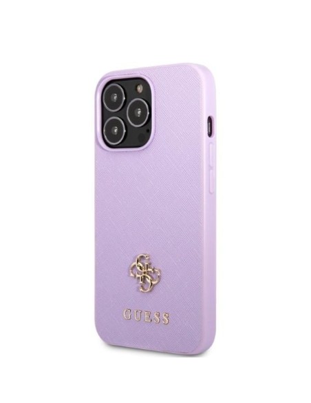 Guess Saffiano 4G Small Metal Logo dėklas, skirtas iPhone 13 Pro Max - violetinė Guess Saffiano 4G Small Metal Logo dėklas, skirtas iPhone 13 Pro Max - violetinė