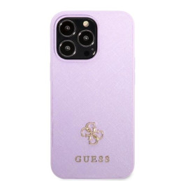 Guess Saffiano 4G Small Metal Logo dėklas, skirtas iPhone 13 Pro Max - violetinė
