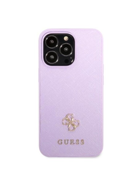 Guess Saffiano 4G Small Metal Logo dėklas, skirtas iPhone 13 Pro Max - violetinė Guess Saffiano 4G Small Metal Logo dėklas, skirtas iPhone 13 Pro Max - violetinė