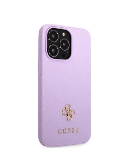 Guess Saffiano 4G Small Metal Logo dėklas, skirtas iPhone 13 Pro Max - violetinė Guess Saffiano 4G Small Metal Logo dėklas, skirtas iPhone 13 Pro Max - violetinė