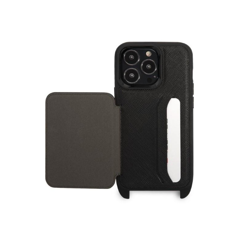 Karl Lagerfeld Saffiano Metalinis Karl Head dėklas iPhone 13 Pro / iPhone 13 - juodas