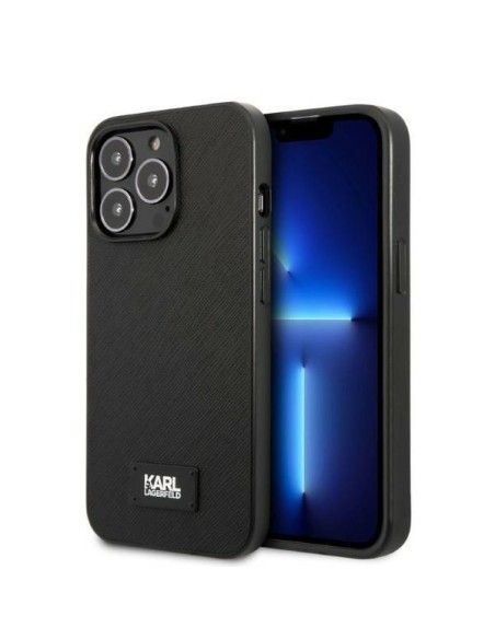 Karl Lagerfeld Saffiano Plaque dėklas iPhone 13 Pro / iPhone 13 - juodas