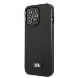 Karl Lagerfeld Saffiano Plaque dėklas iPhone 13 Pro / iPhone 13 - juodas
