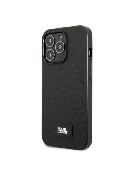 Karl Lagerfeld Saffiano Plaque dėklas iPhone 13 Pro / iPhone 13 - juodas