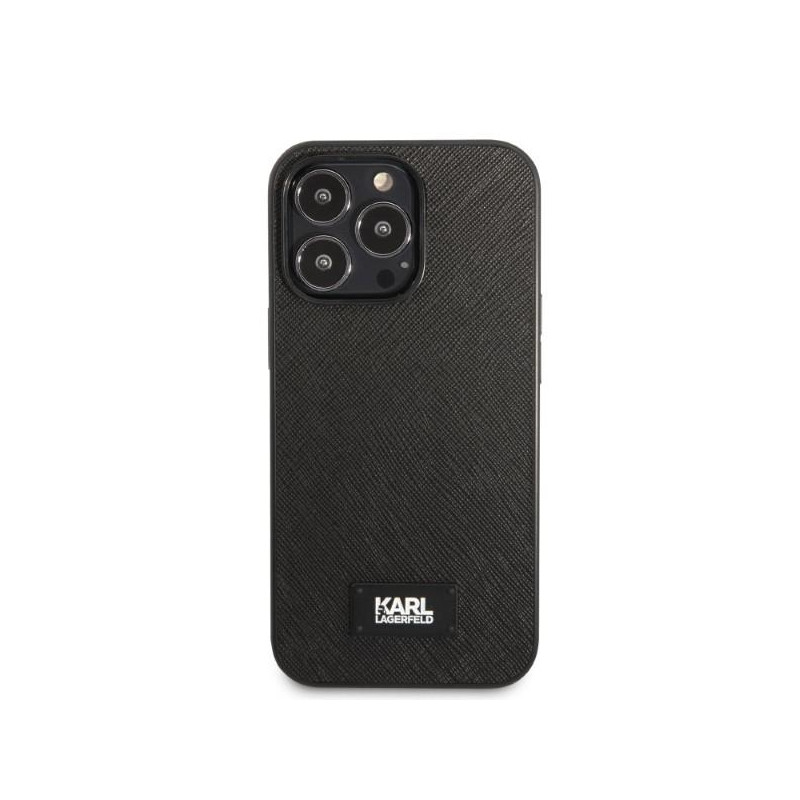 Karl Lagerfeld Saffiano Plaque dėklas iPhone 13 Pro / iPhone 13 - juodas