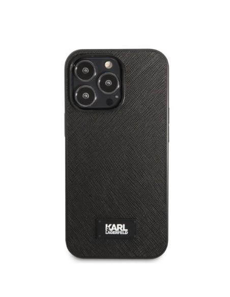 Karl Lagerfeld Saffiano Plaque dėklas iPhone 13 Pro / iPhone 13 - juodas