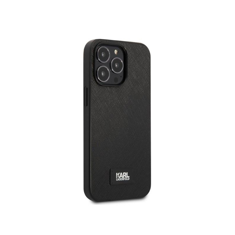 Karl Lagerfeld Saffiano Plaque dėklas iPhone 13 Pro / iPhone 13 - juodas