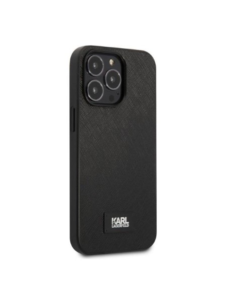 Karl Lagerfeld Saffiano Plaque dėklas iPhone 13 Pro / iPhone 13 - juodas