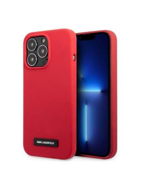 Karl Lagerfeld Silicone Plaque dėklas, skirtas iPhone 13 Pro / iPhone 13 - raudonas Karl Lagerfeld Silicone Plaque dėklas, skirtas iPhone 13 Pro / iPhone 13 - raudonas