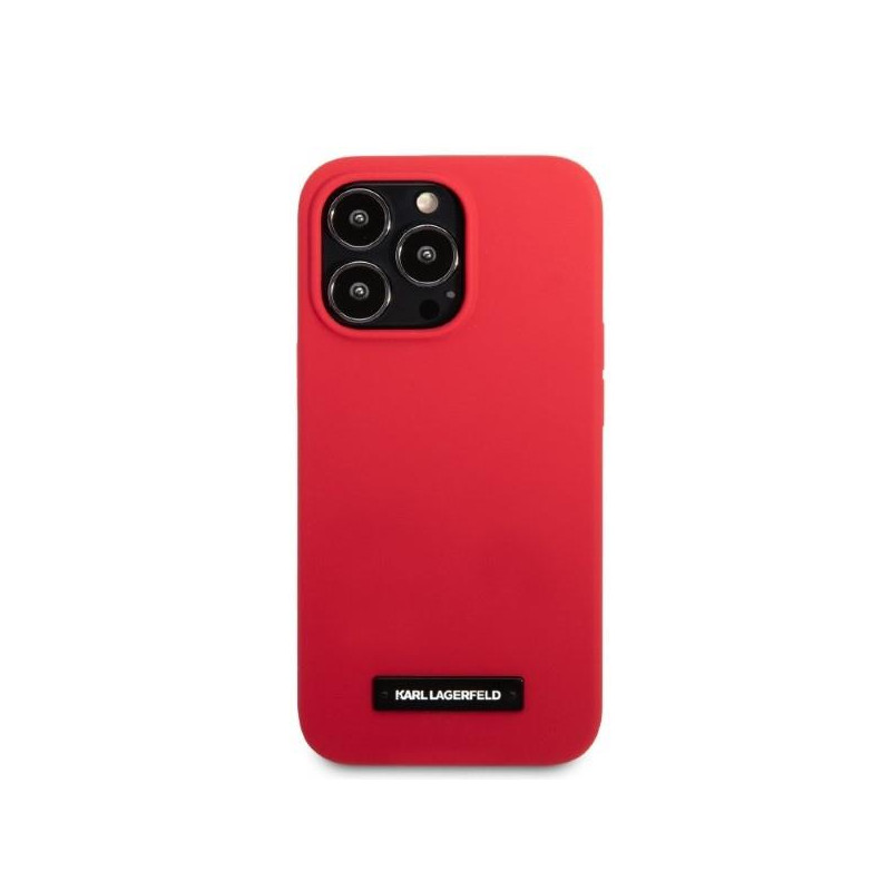 Karl Lagerfeld Silicone Plaque dėklas, skirtas iPhone 13 Pro / iPhone 13 - raudonas