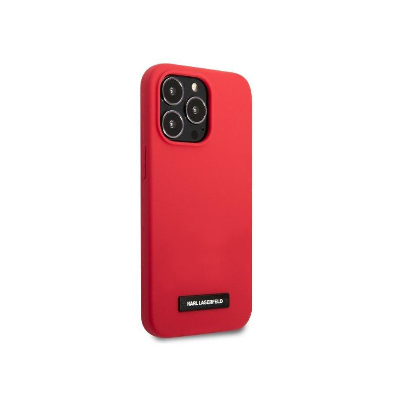 Karl Lagerfeld Silicone Plaque dėklas, skirtas iPhone 13 Pro / iPhone 13 - raudonas